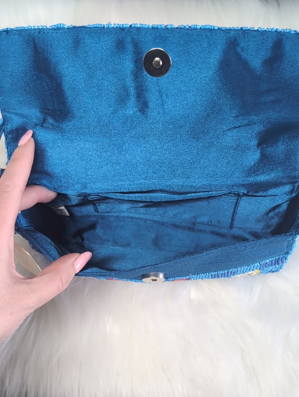 Viral 🎥 SOL and MER Blue Gingham Beaded Lobster and Lemon Shoulder Bag 🦞 - Picture 8 of 16